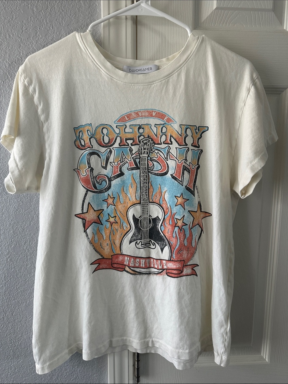 Daydreamer “Johnny Cash" Graphic Tee - Cream, size M